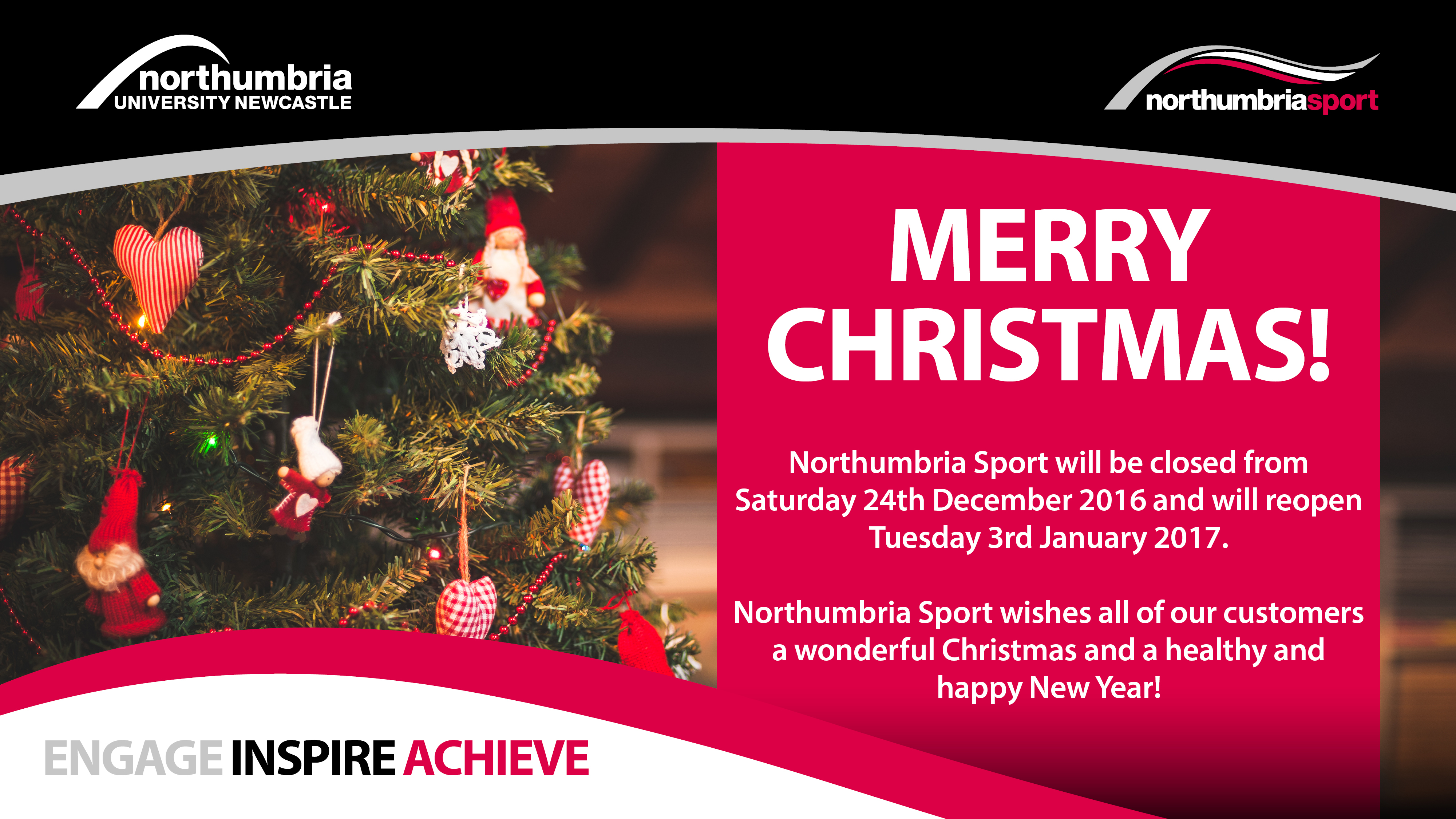 Northumbria Sport Christmas Closure